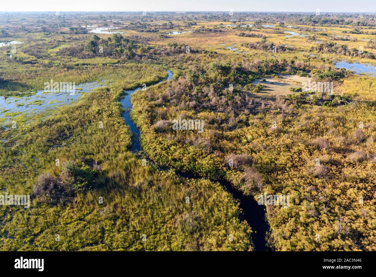 Vista aerea del delta dell'Okavango, Botswana Foto Stock