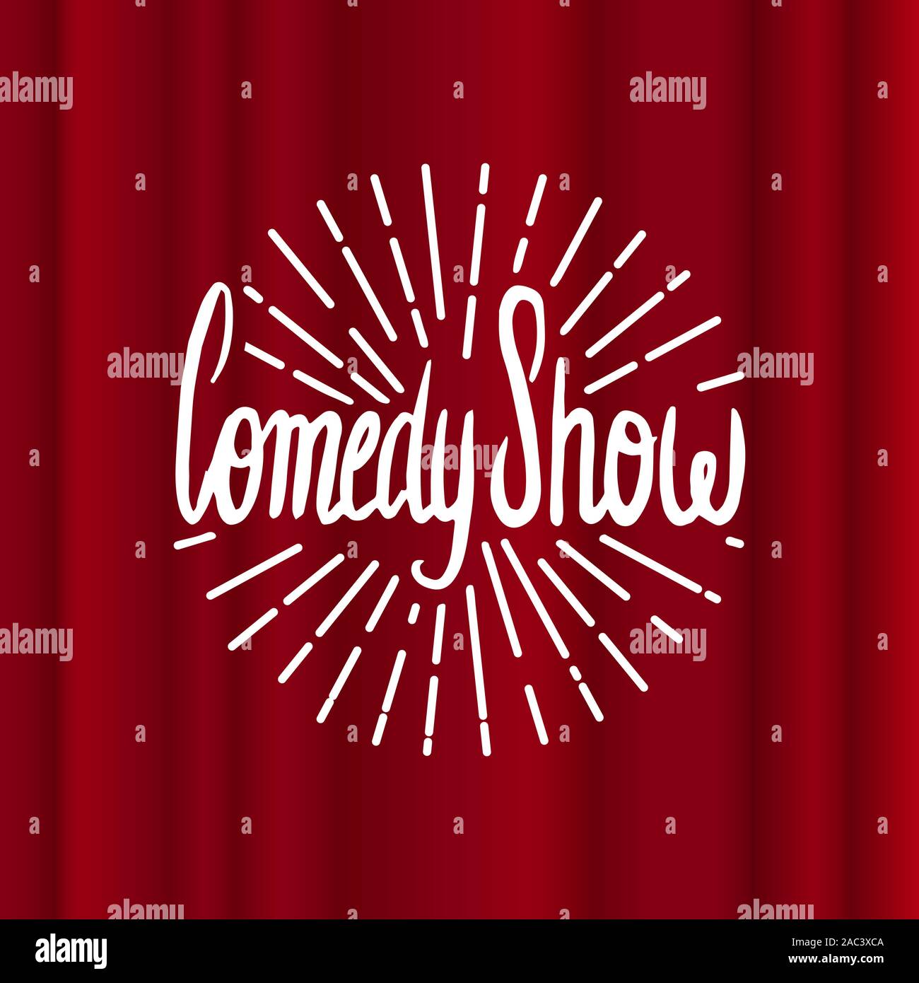 Lettering comedy show. Testo calligrafico Stand Up. Incisi disegnati a mano nel vecchio vintage schizzo per poster, badge web, etichetta, emblema o il logo. Concetto su Illustrazione Vettoriale