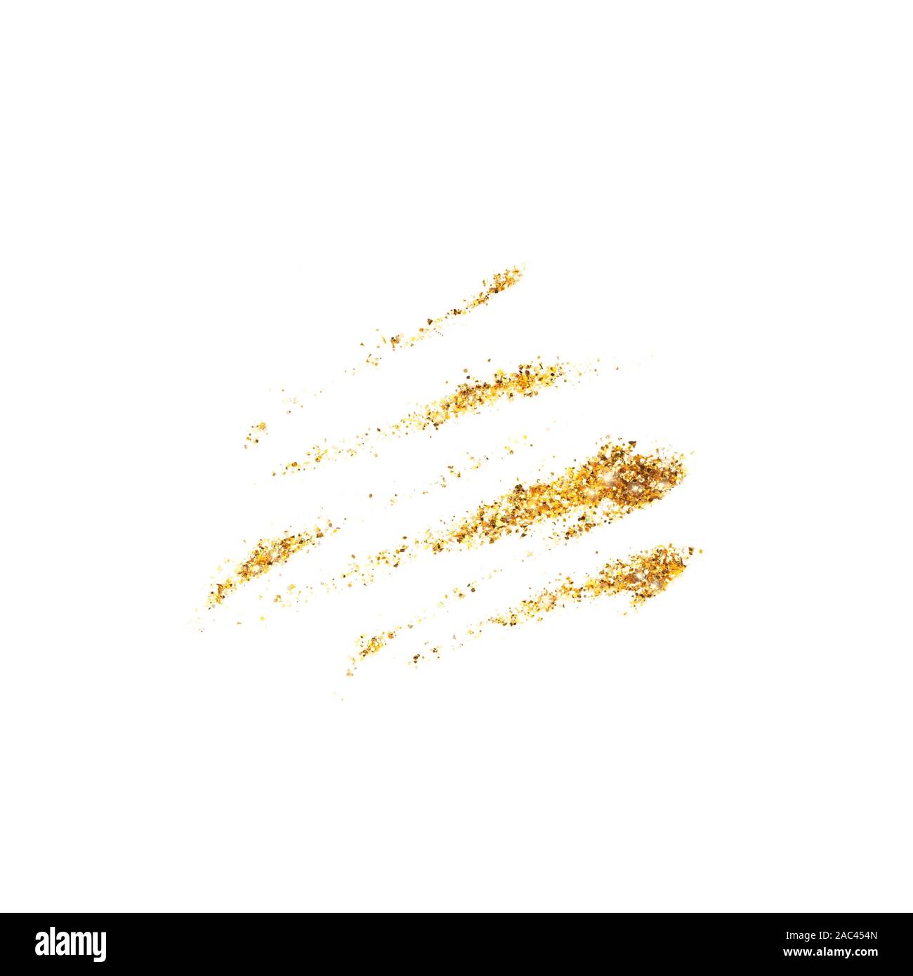 Isolato su bianco cospargere di golden glitter. Foto Stock