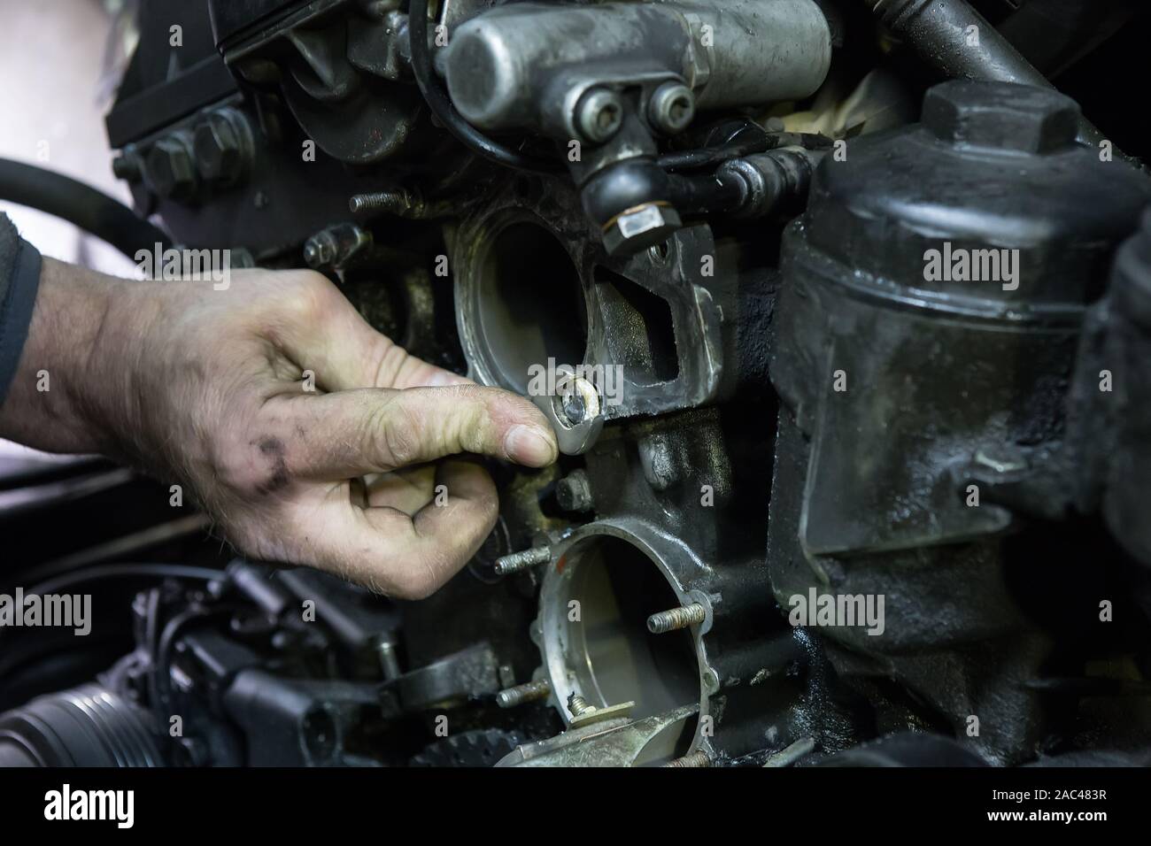 Auto riparazione motore close-up Foto Stock