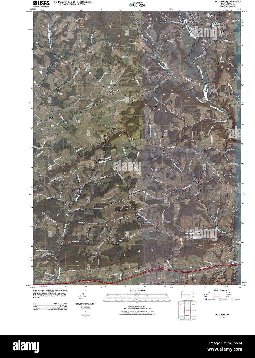 Mappa di millville in pennsylvania Immagini senza sfondo e Foto Stock