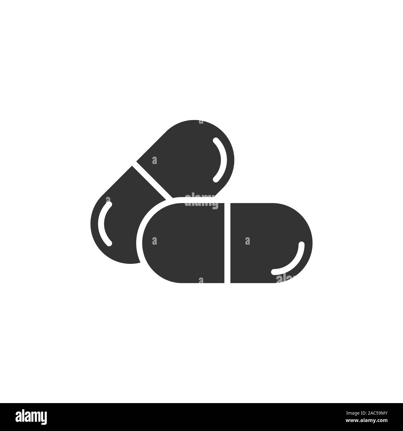 Pillola icona della capsula in stile appartamento. La droga illustrazione vettoriale bianco su sfondo isolato. Farmacia la concezione di business. Illustrazione Vettoriale