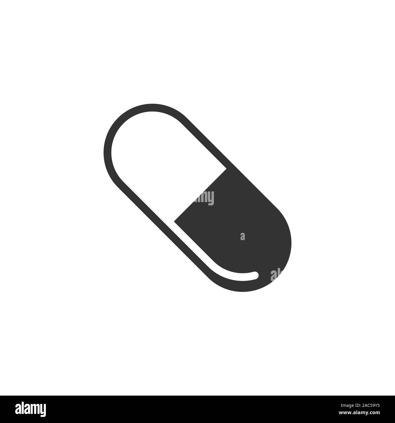 Pillola icona della capsula in stile appartamento. La droga illustrazione vettoriale bianco su sfondo isolato. Farmacia la concezione di business. Illustrazione Vettoriale