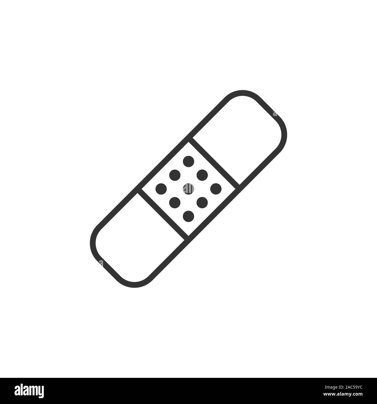 Icona di bendaggio in stile appartamento. Intonaco illustrazione vettoriale bianco su sfondo isolato. Kit di primo soccorso il concetto di business. Illustrazione Vettoriale