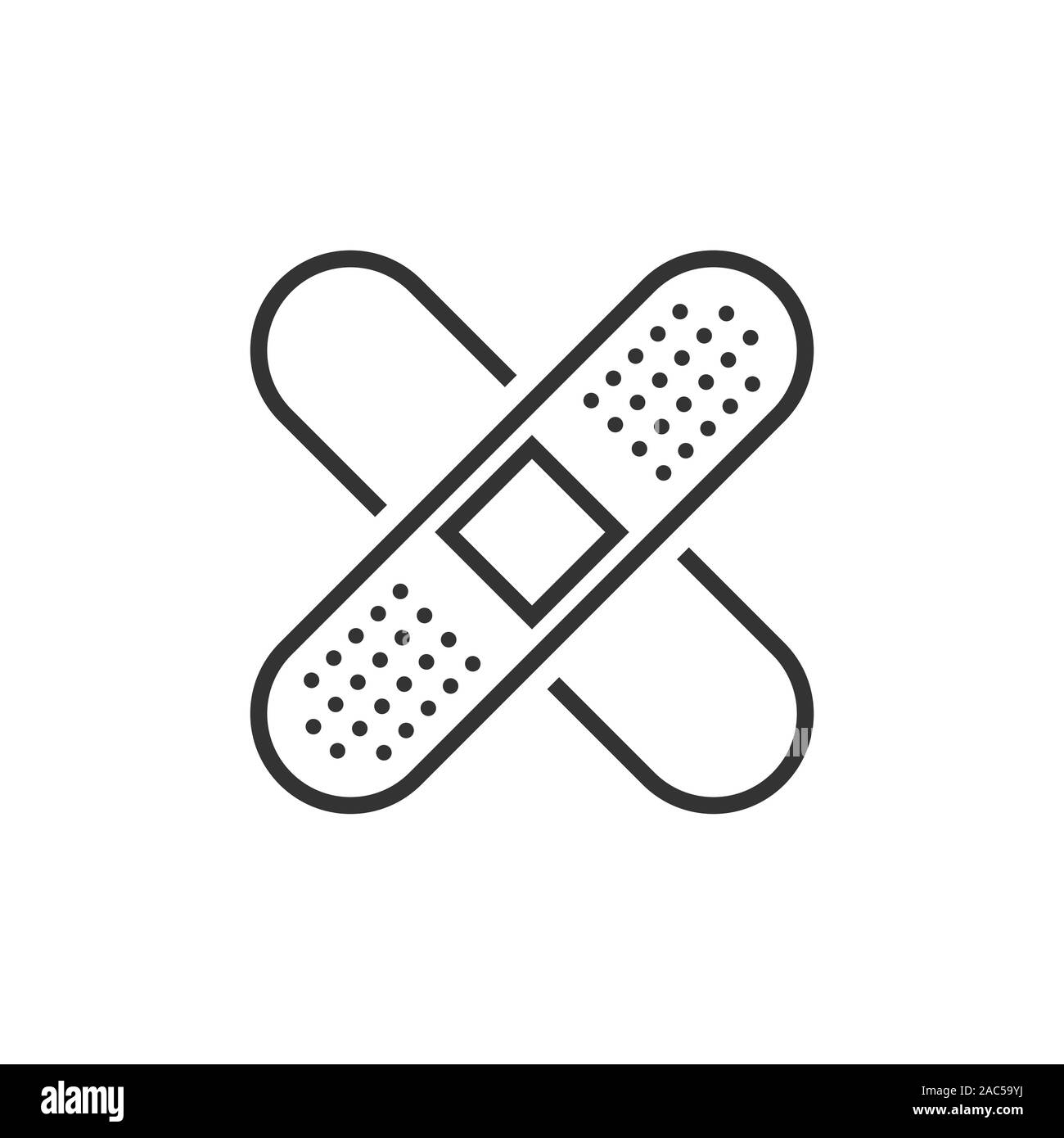 Icona di bendaggio in stile appartamento. Intonaco illustrazione vettoriale bianco su sfondo isolato. Kit di primo soccorso il concetto di business. Illustrazione Vettoriale