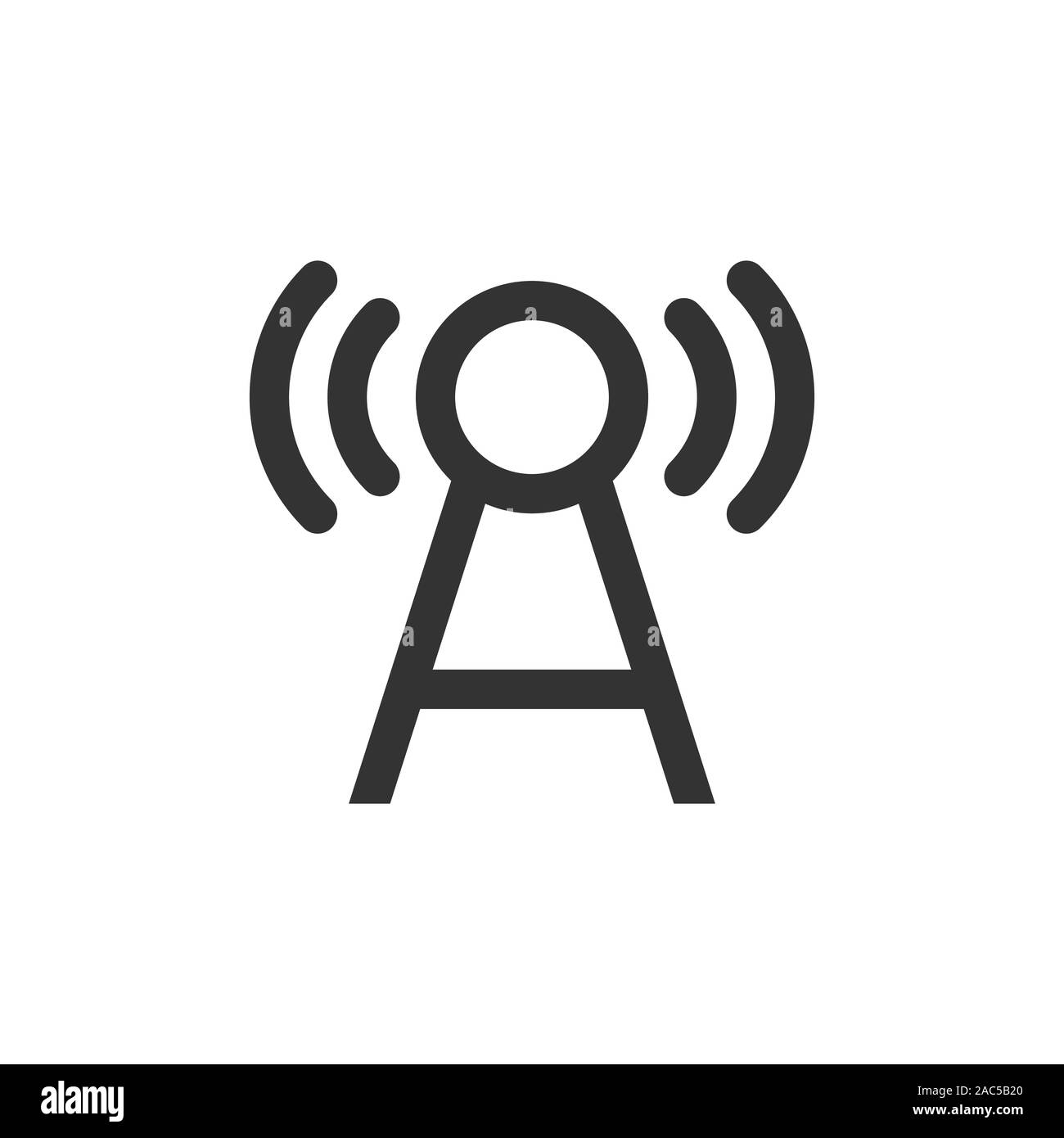 Antenna icona a torre in stile appartamento. Broadcasting illustrazione vettoriale bianco su sfondo isolato. Wifi concetto di business. Illustrazione Vettoriale