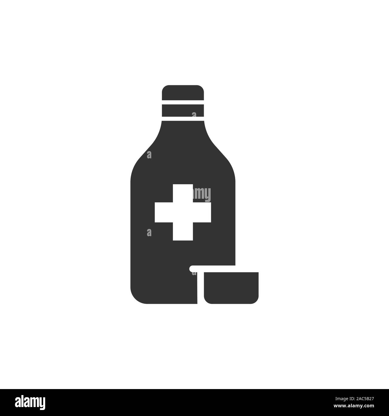 Pillola bottiglia icona in stile appartamento. La droga illustrazione vettoriale bianco su sfondo isolato. Farmacia la concezione di business. Illustrazione Vettoriale