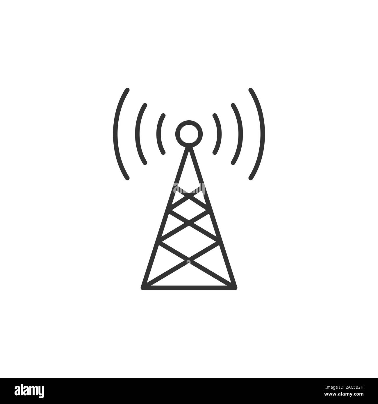 Antenna icona a torre in stile appartamento. Broadcasting illustrazione vettoriale bianco su sfondo isolato. Wifi concetto di business. Illustrazione Vettoriale