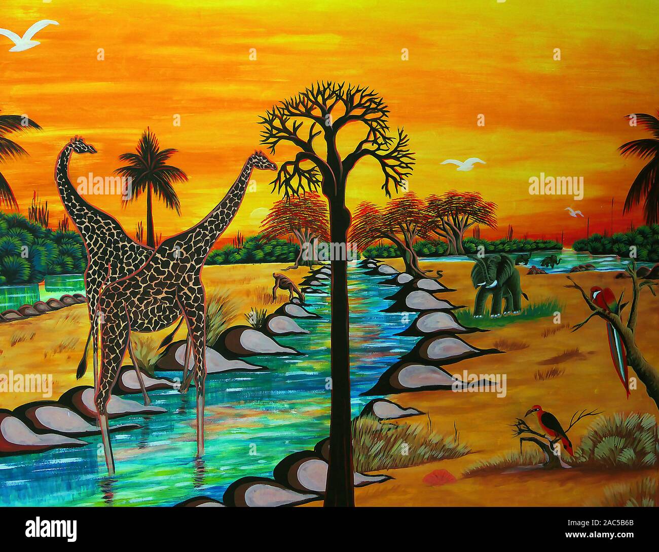 Wandmalerei in afrika a DAKAR - SENEGAL Foto Stock