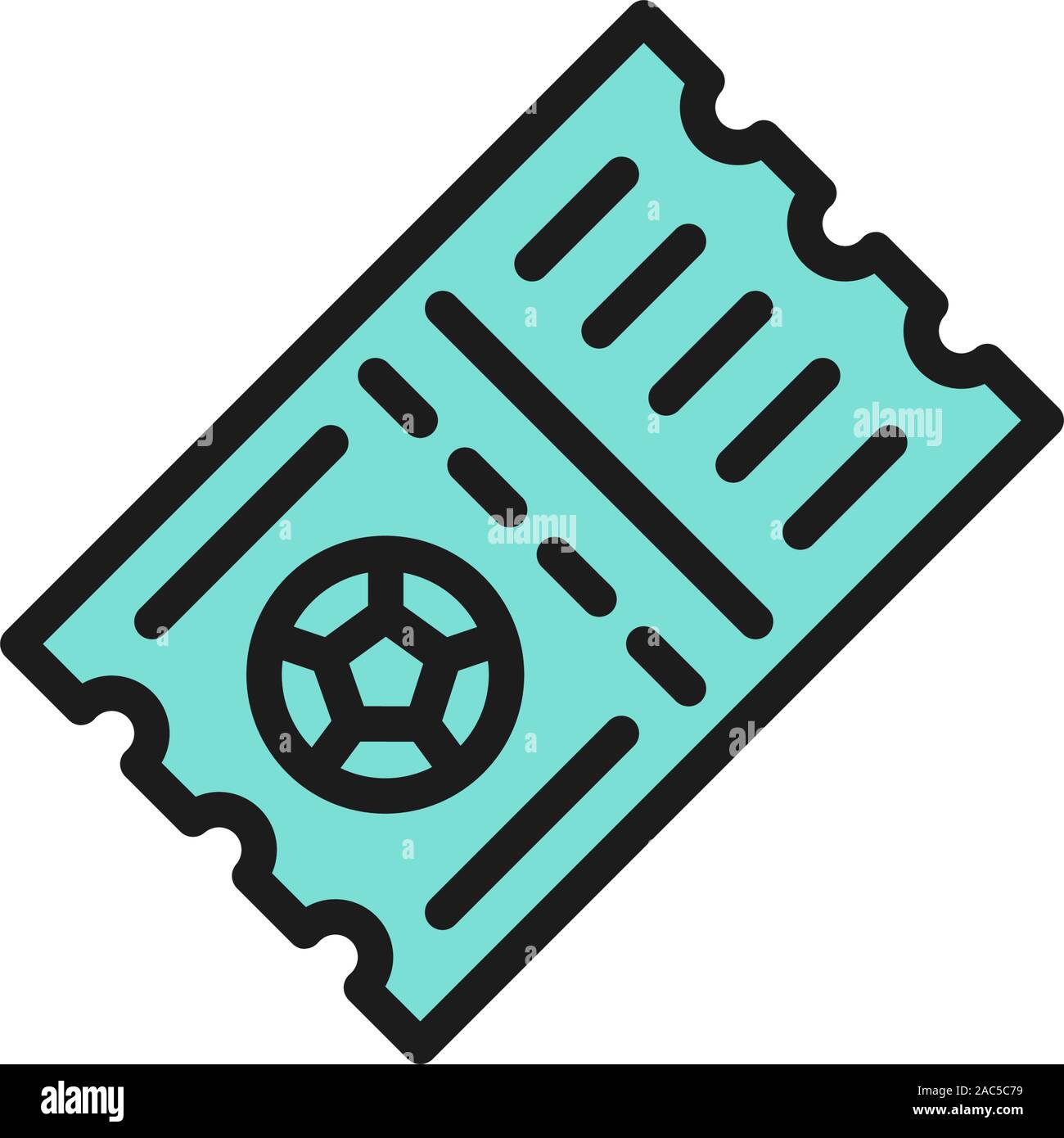 Vettore biglietto soccer colore piatto icona. Isolato su sfondo bianco Illustrazione Vettoriale