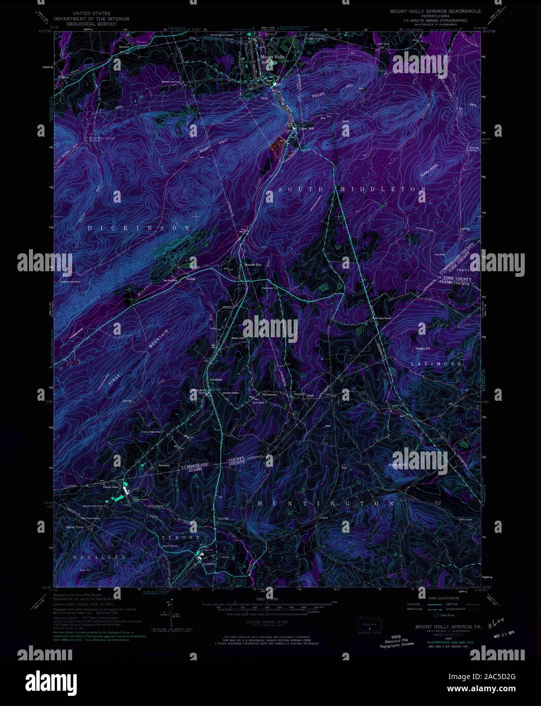 Mappa del monte holly springs immagini e fotografie stock ad alta