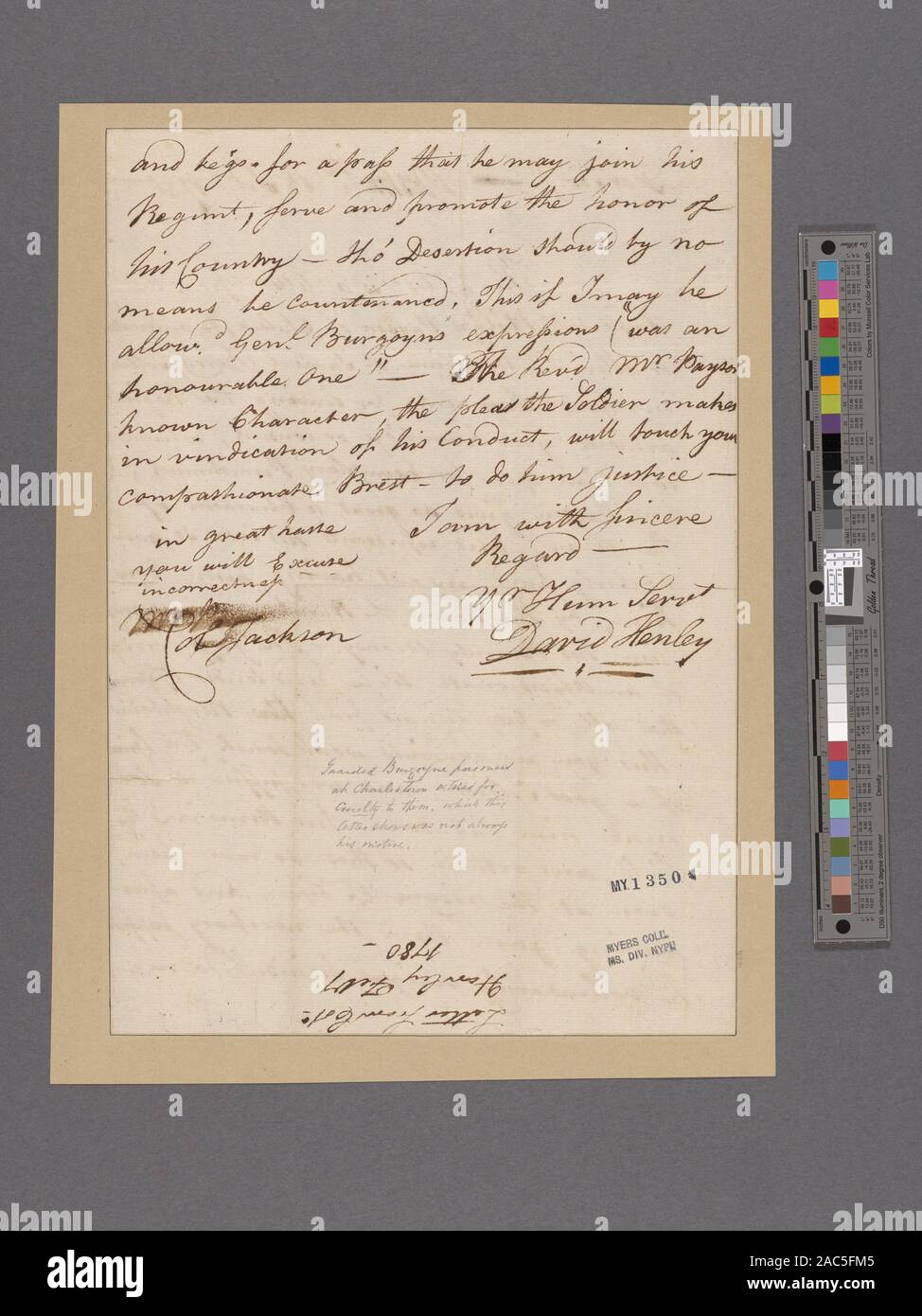 Henley, David Boston al colonnello Jackson Henley, David. Boston. Per il colonnello Jackson Foto Stock