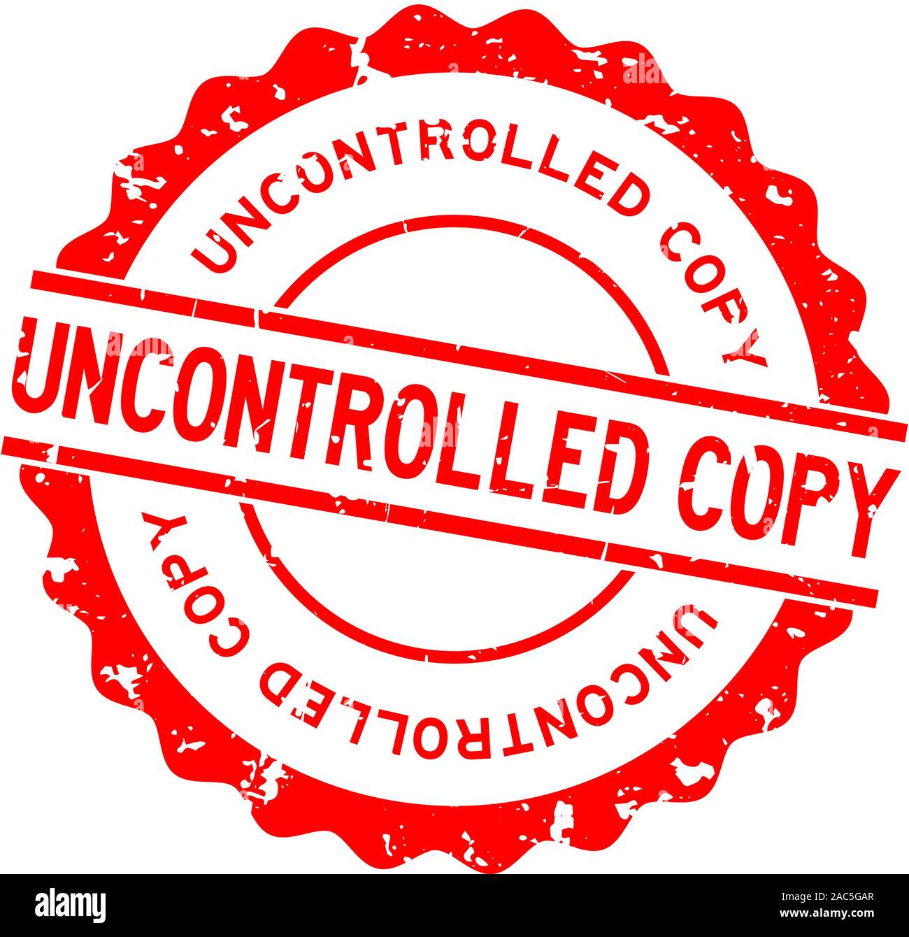 Grunge copia incontrollata parola intorno la guarnizione in gomma timbro su sfondo bianco Illustrazione Vettoriale