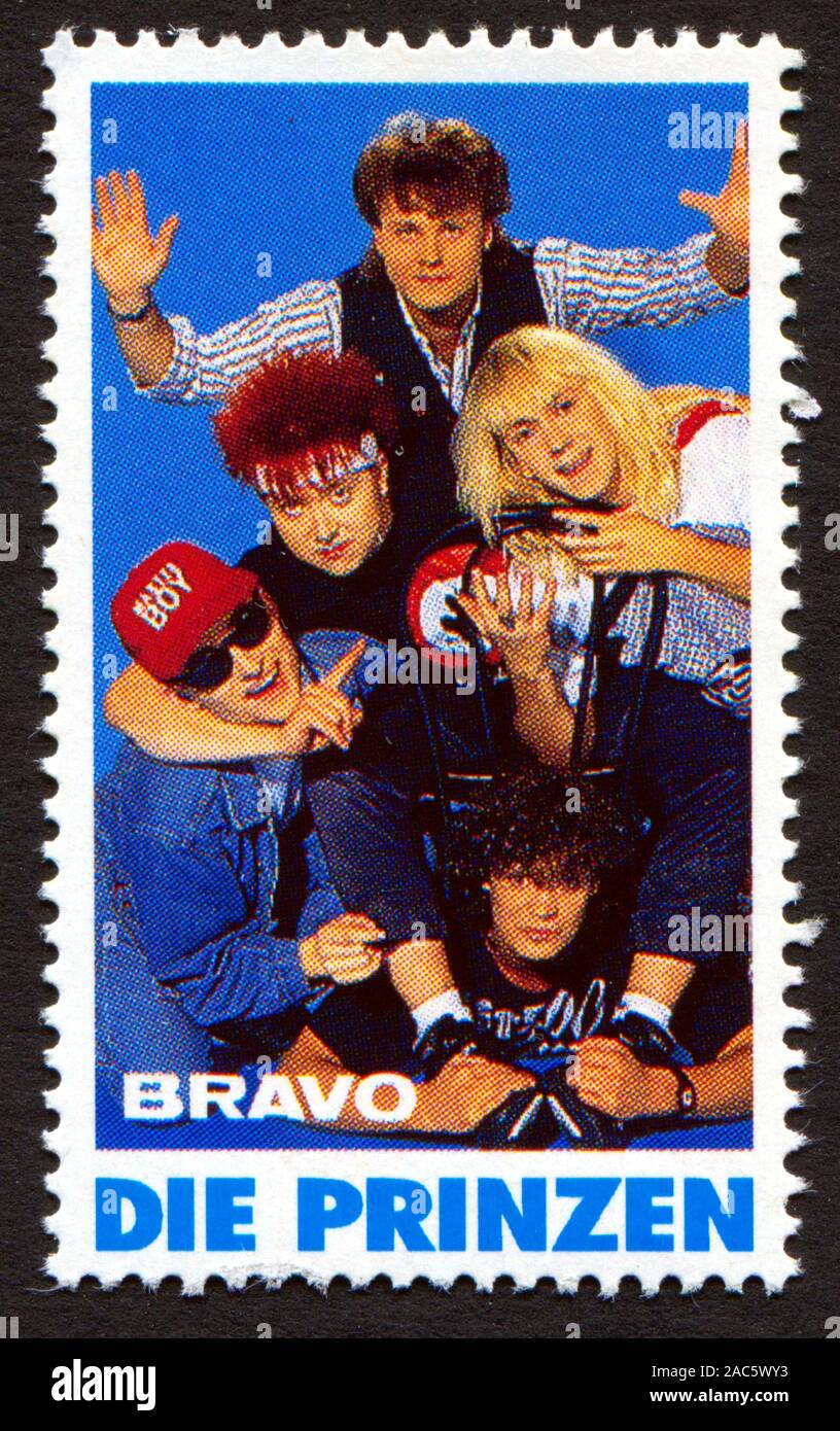 Die Prinzen su un vintage francobollo dal Bravo dai primi anni ottanta Foto Stock
