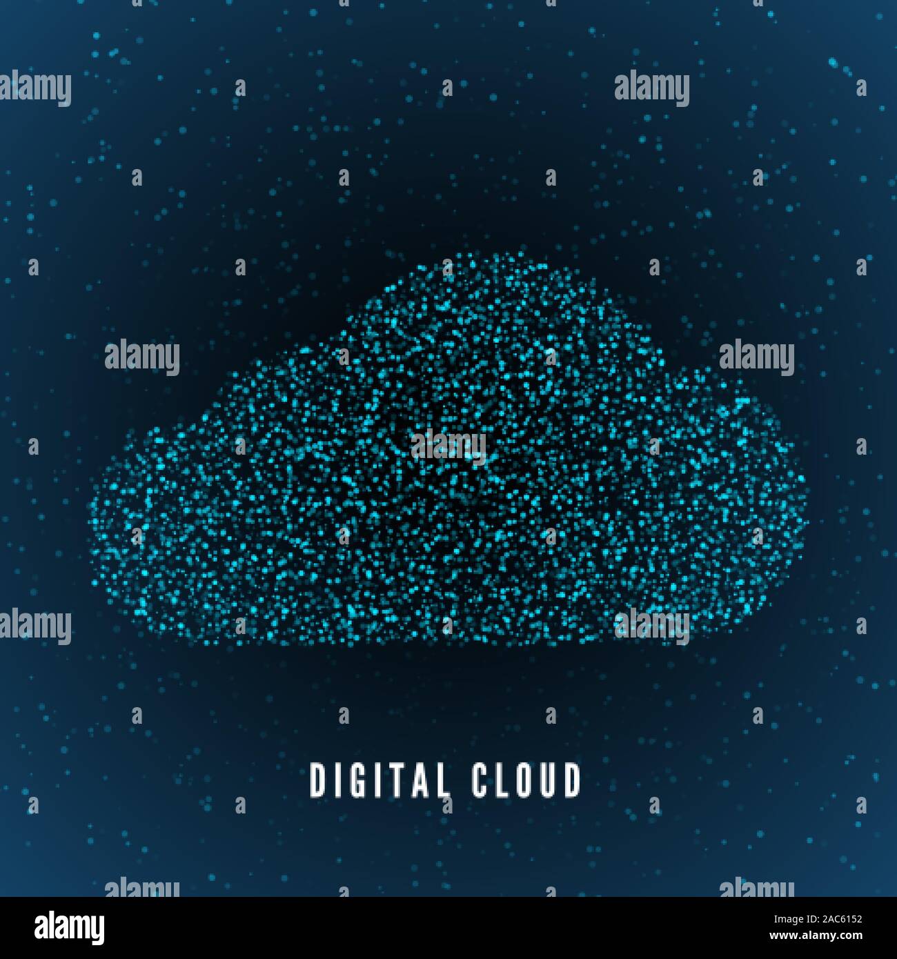 Cloud digitale. La struttura globale della memorizzazione dei dati. Web o Internet concetto. Sfondo tecnologico. Vettore Illustrazione Vettoriale