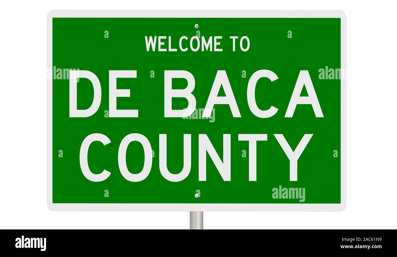 Il rendering di un verde 3d autostrada segno per De Baca County Foto Stock