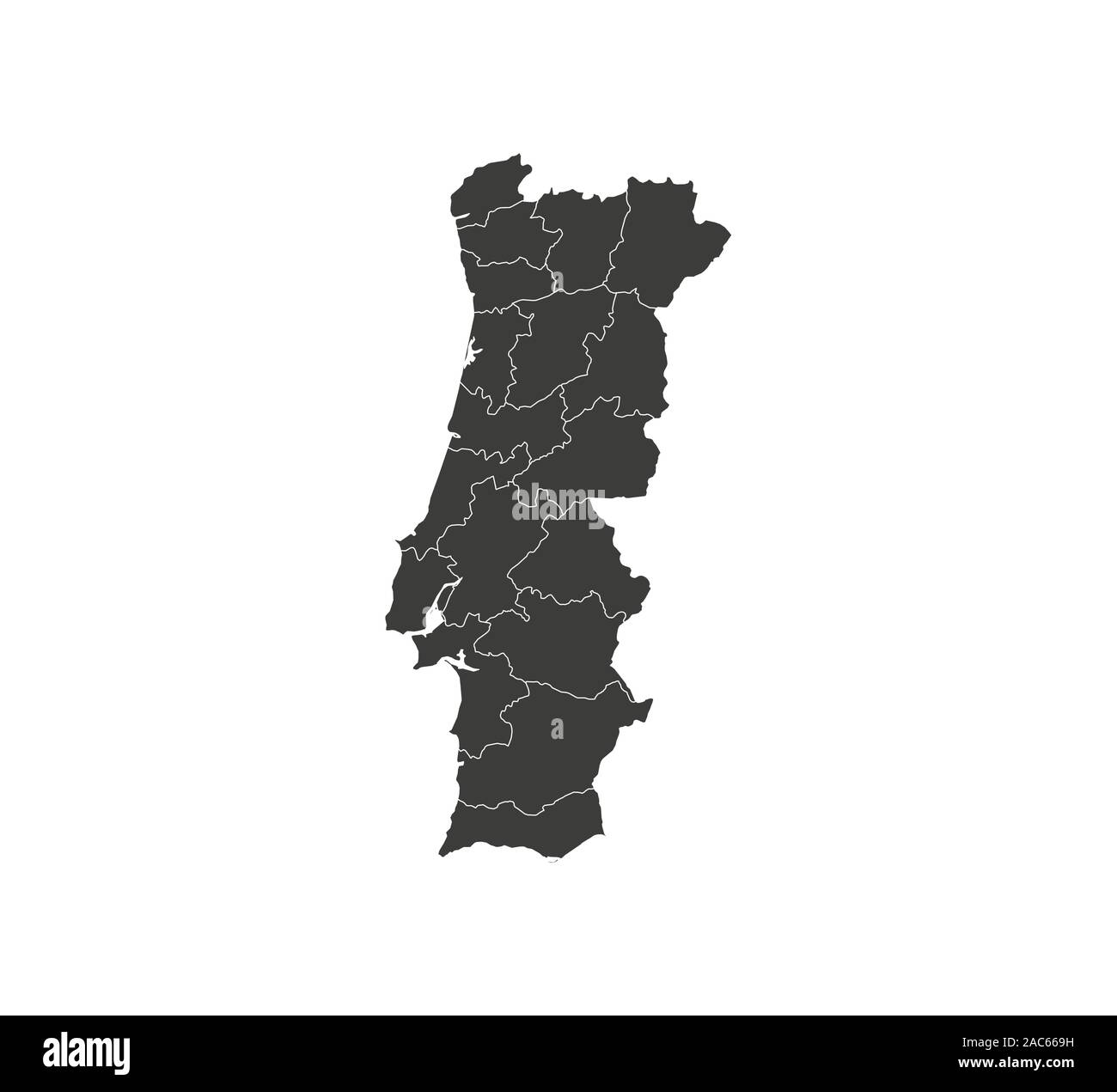 Mappa Portogallo, membri mappa di confine. Illustrazione Vettoriale. Illustrazione Vettoriale