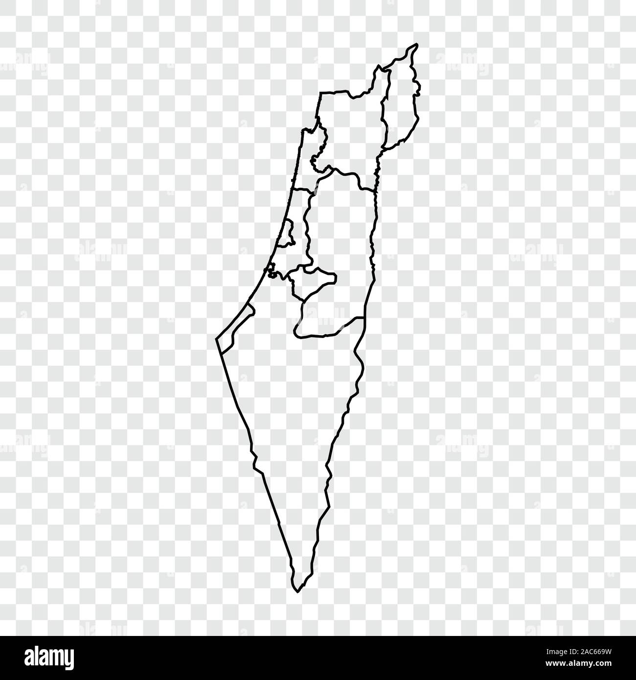 Mappa di Israele su sfondo trasparente. Contorno. Illustrazione Vettoriale. Illustrazione Vettoriale