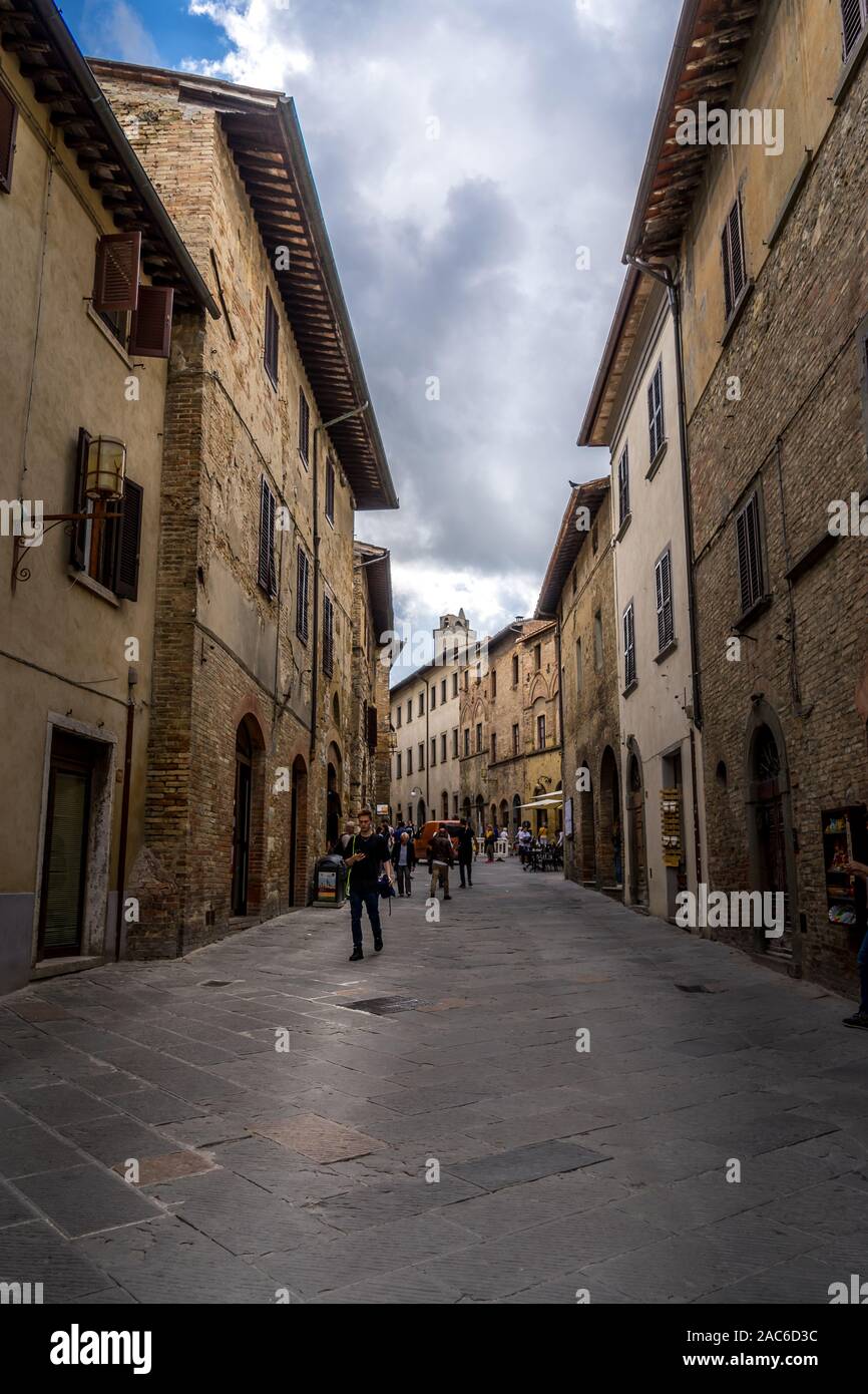 Pienza, Italia- Settembre 29 2019: centro storico di Pienza Toscana tra Siena e Roma Foto Stock