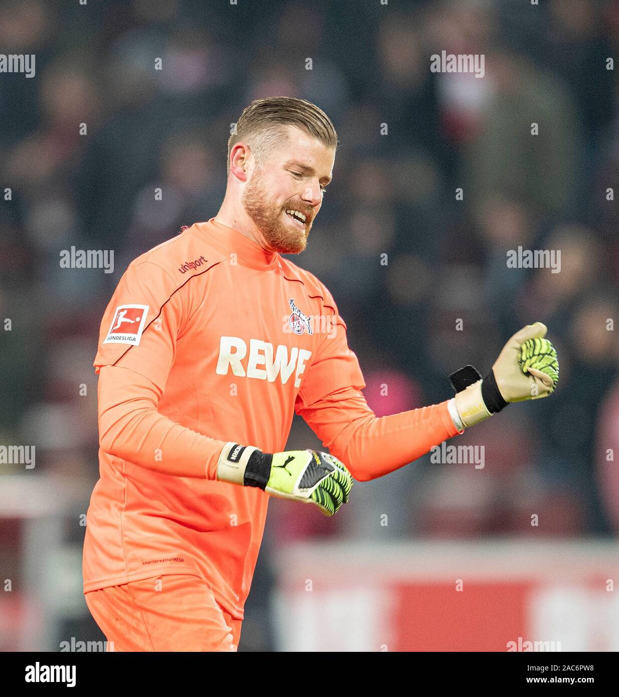 Il giubilo goalie Timo avvisatore acustico (K) Soccer 1. Bundesliga, 13.Spieltag, FC Colonia (K) - FC Augsburg (A) 1: 1, su 30.11.2019 in Koeln / Germania. € | Utilizzo di tutto il mondo Foto Stock