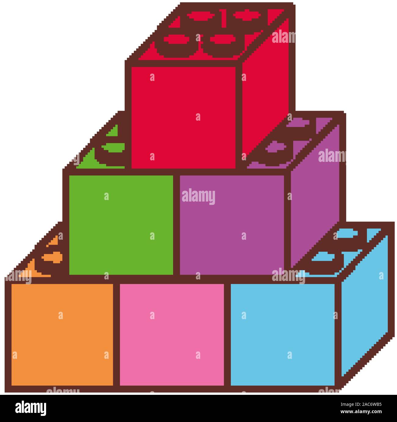 Pila di blocchi LEGO su sfondo bianco illustrazione Illustrazione Vettoriale