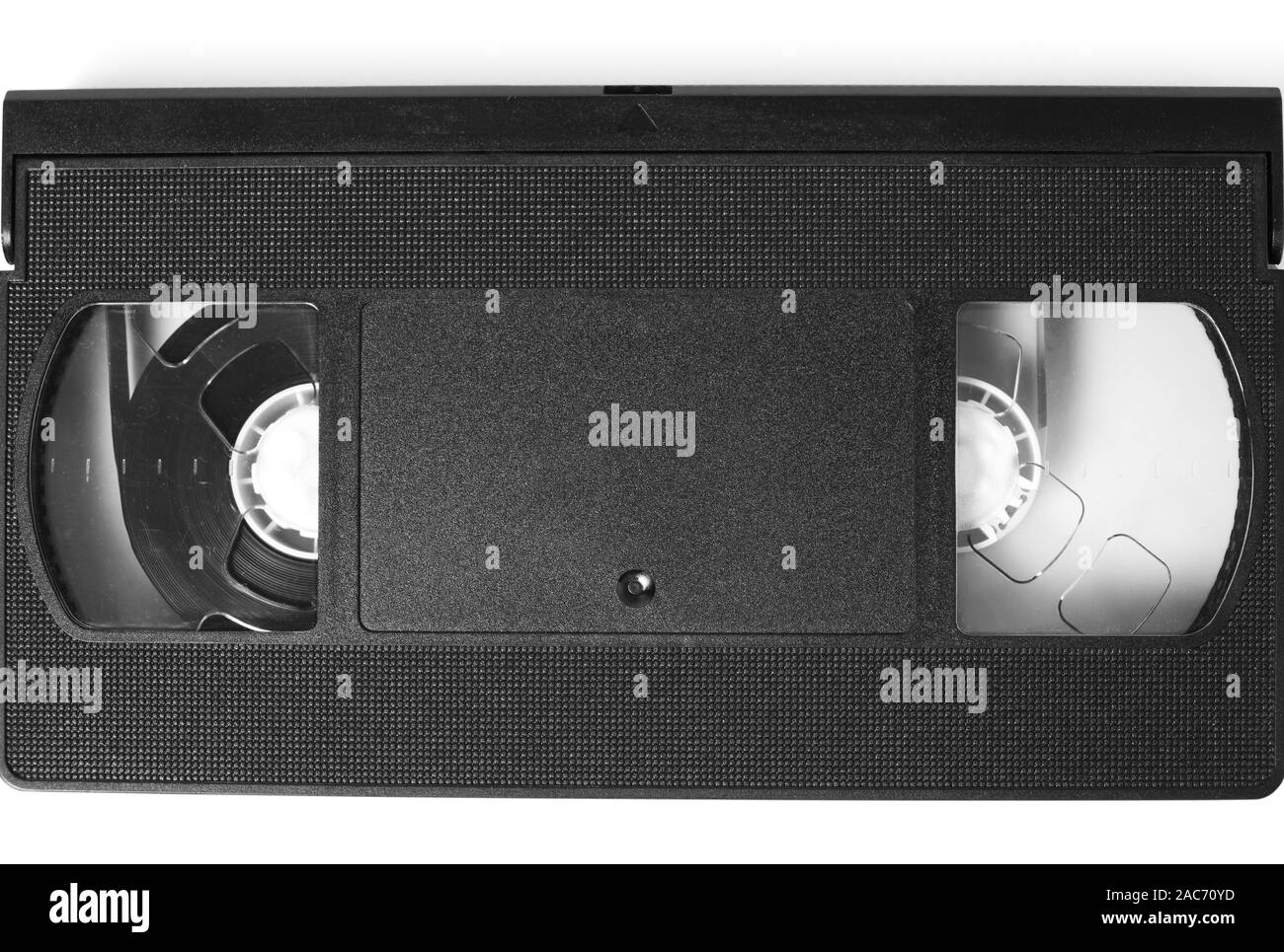 La videocassetta retrò su sfondo bianco, close-up isolare. Foto Stock