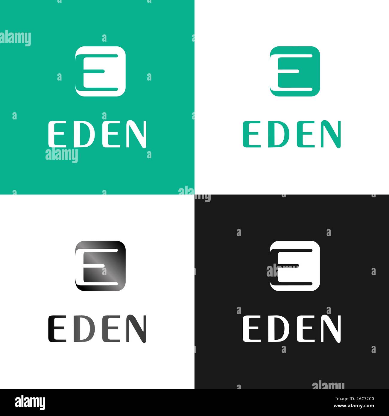 Lettera alfabetica e Logo Design Template, Eden Concetto di logo, adatto per la moda, stile di vita o società Boutique. Nero, verde, bianco Illustrazione Vettoriale