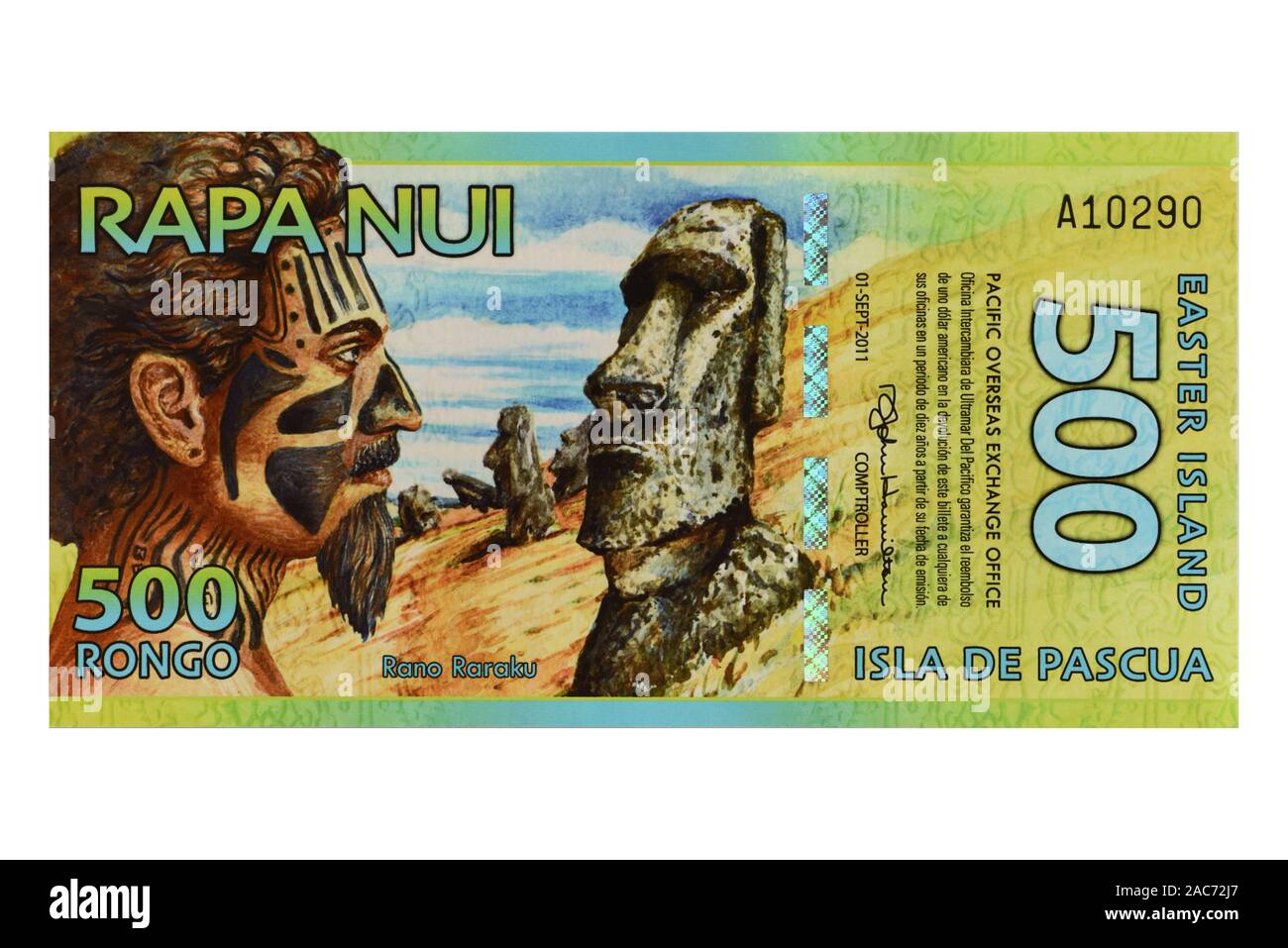La banconota von Rapa Nui, Osterinseln Foto Stock