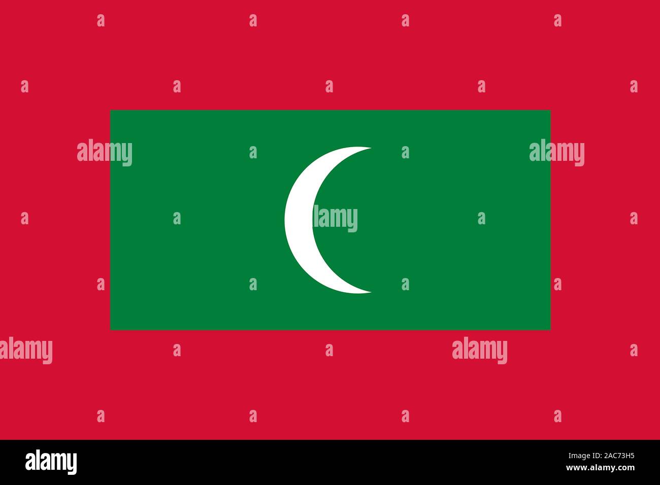 Nationalfahne, Flagge von Malediven, Indischer Ozean Foto Stock