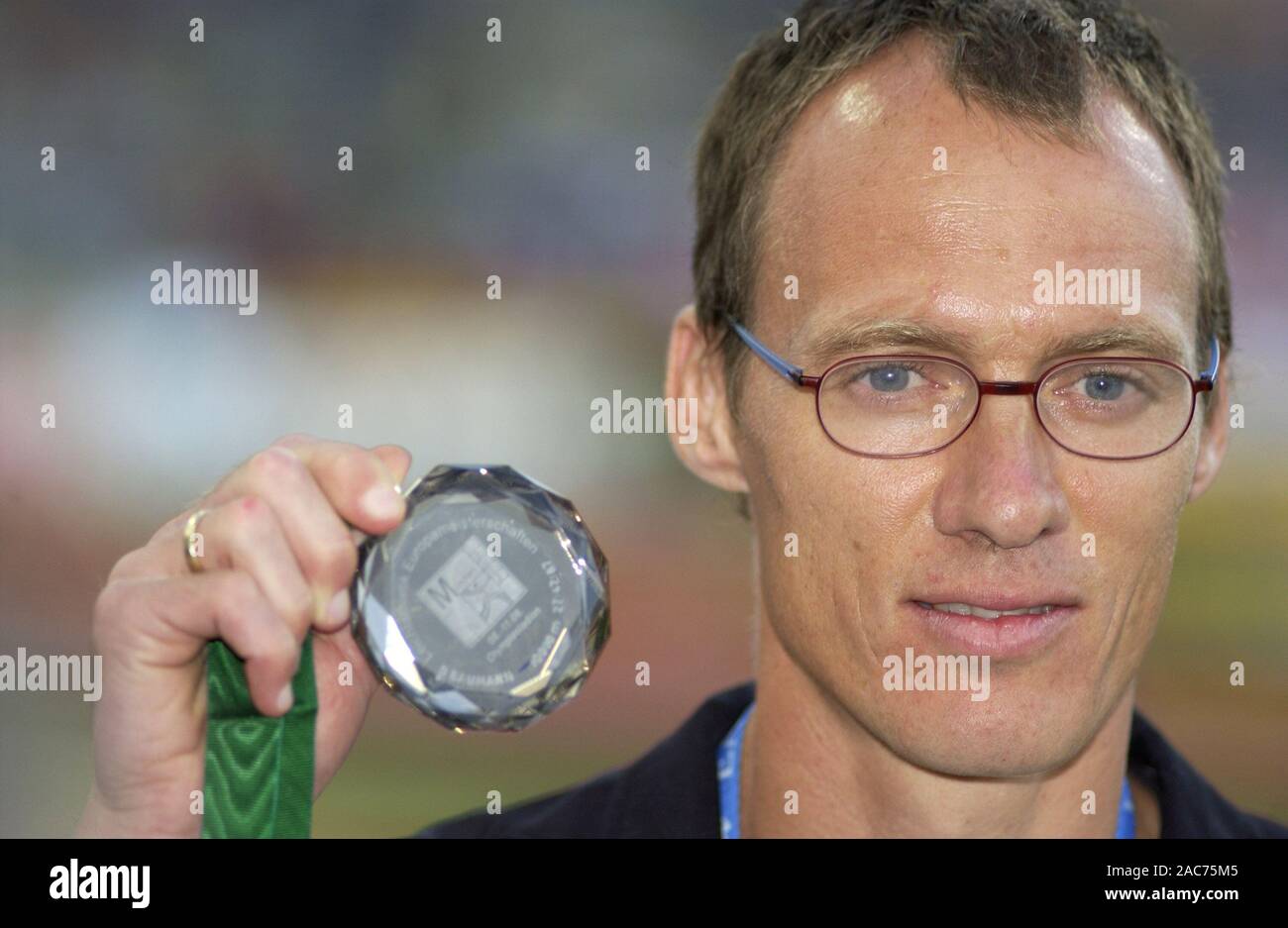 Lo Stadio Olimpico di Monaco di Baviera Germania 8.8.2002, Campionato Europeo di Atletica, DIETER BAUMANN (GER) Foto Stock