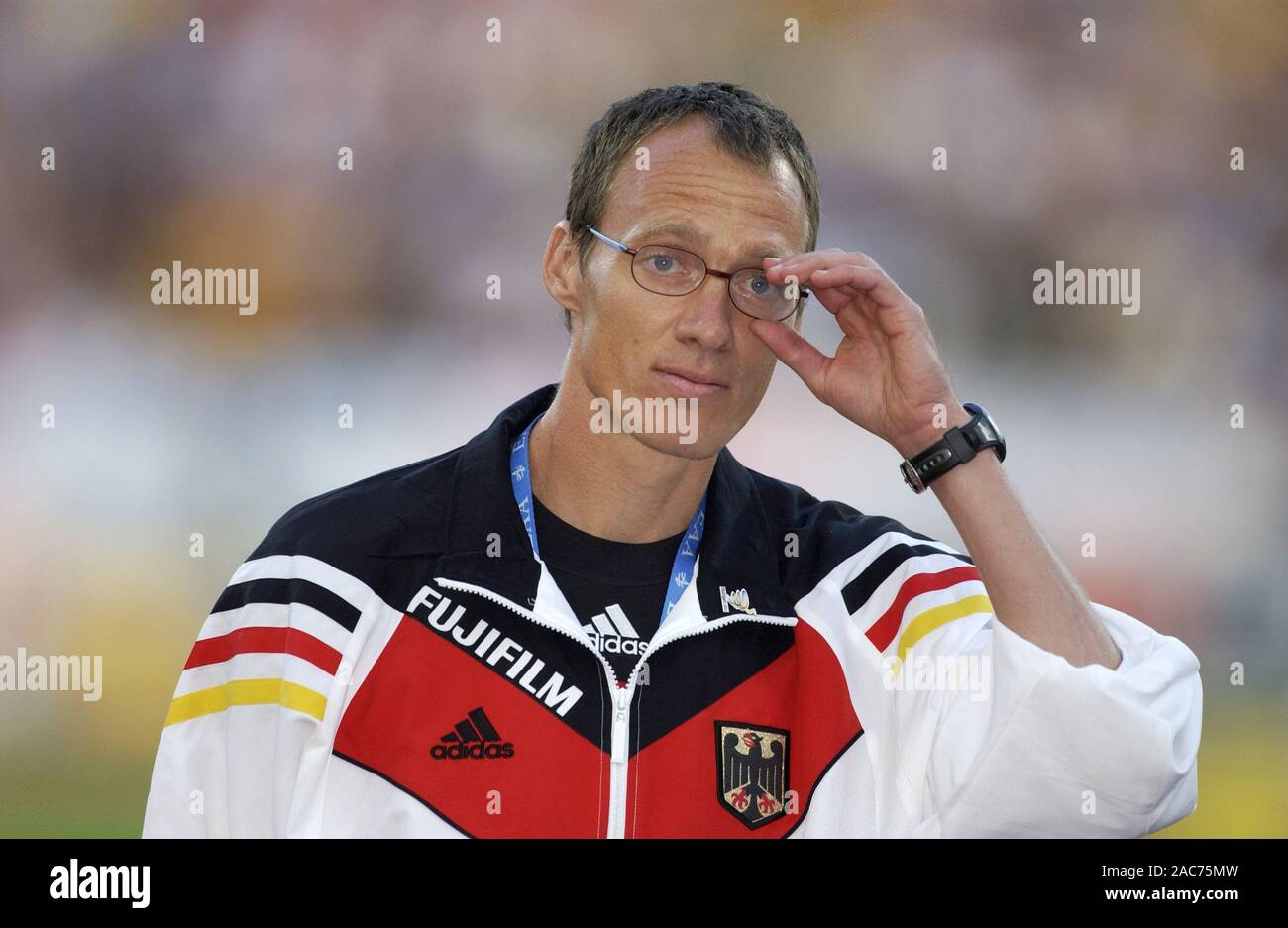 Lo Stadio Olimpico di Monaco di Baviera Germania 8.8.2002, Campionato Europeo di Atletica, DIETER BAUMANN (GER) Foto Stock