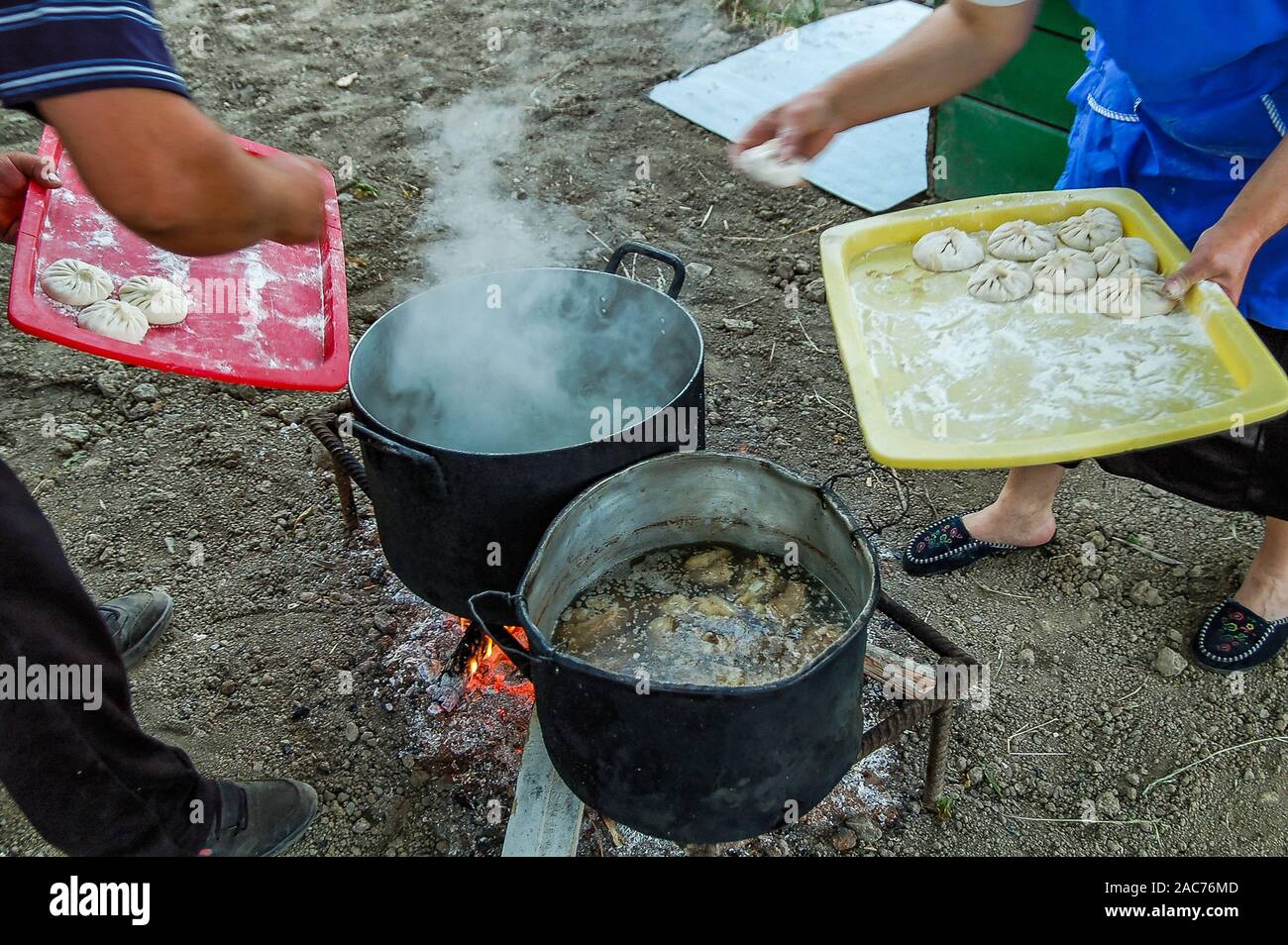 Aperto e tradizionale cucina aria in Kakheti, Georgia Foto Stock