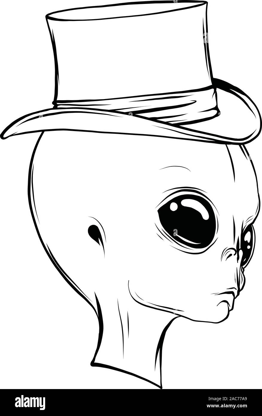 Alien face isolato su bianco foto realistiche di illustrazione vettoriale Illustrazione Vettoriale