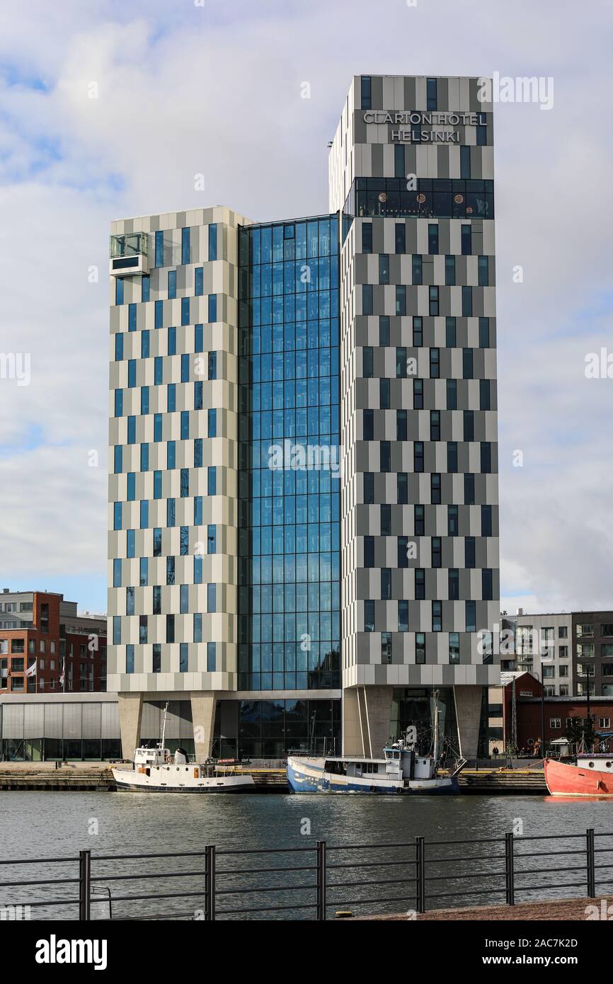 Hotel Clarion Helsinki nel quartiere Jätkäsaari di Helsinki, Finlandia Foto Stock