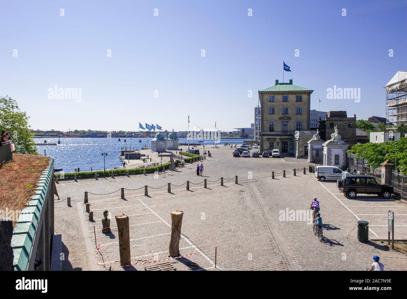 Due vecchie Royal Reception padiglioni Toldboden, il vecchio custom house, nel porto di Copenhagen, Danimarca Foto Stock