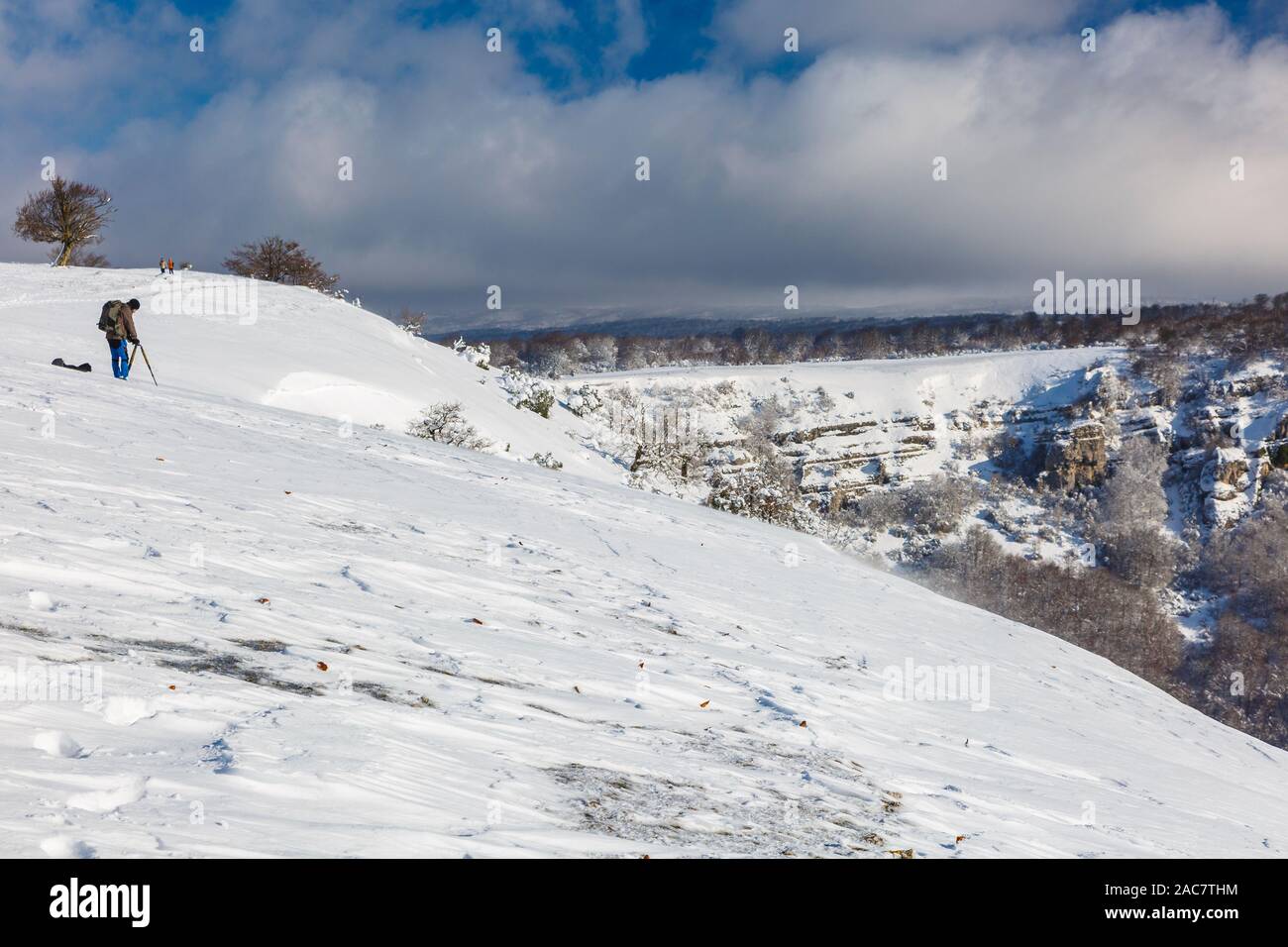 Balcon de Pilatos viewpoint in inverno. Urbasa-Andia parco naturale. Navarra, Spagna, Europa. Foto Stock