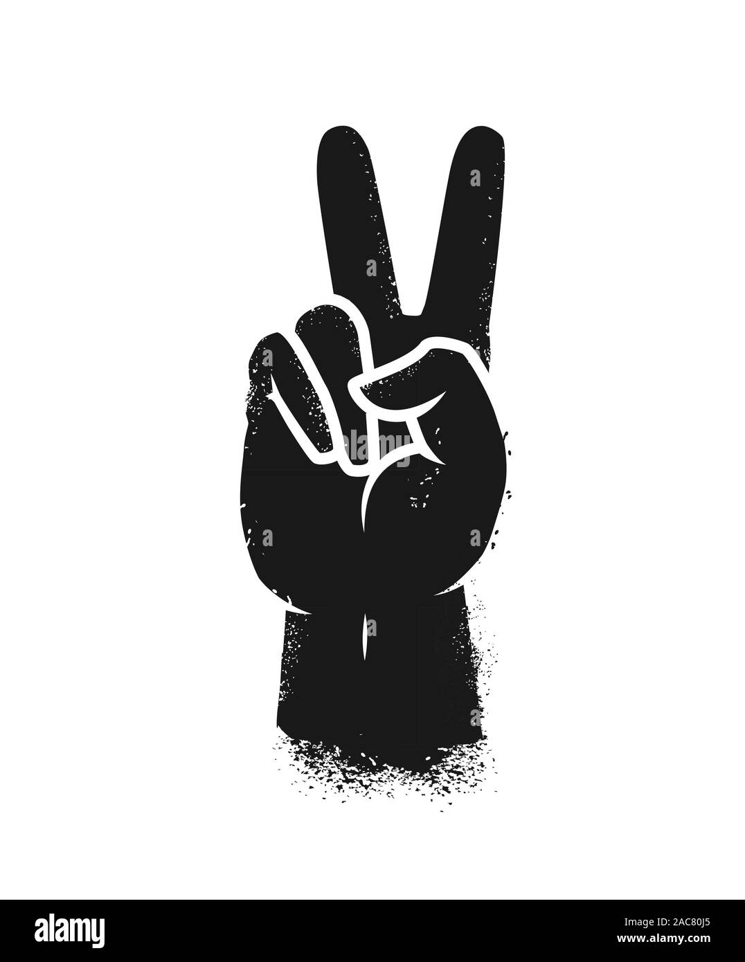 La vittoria o la pace mano gesto simbolo. Illustrazione Vettoriale Illustrazione Vettoriale