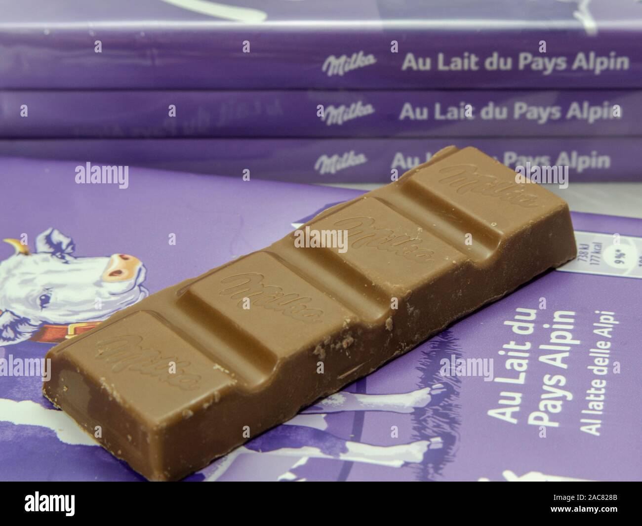 Close up di Milka chocolade Foto Stock