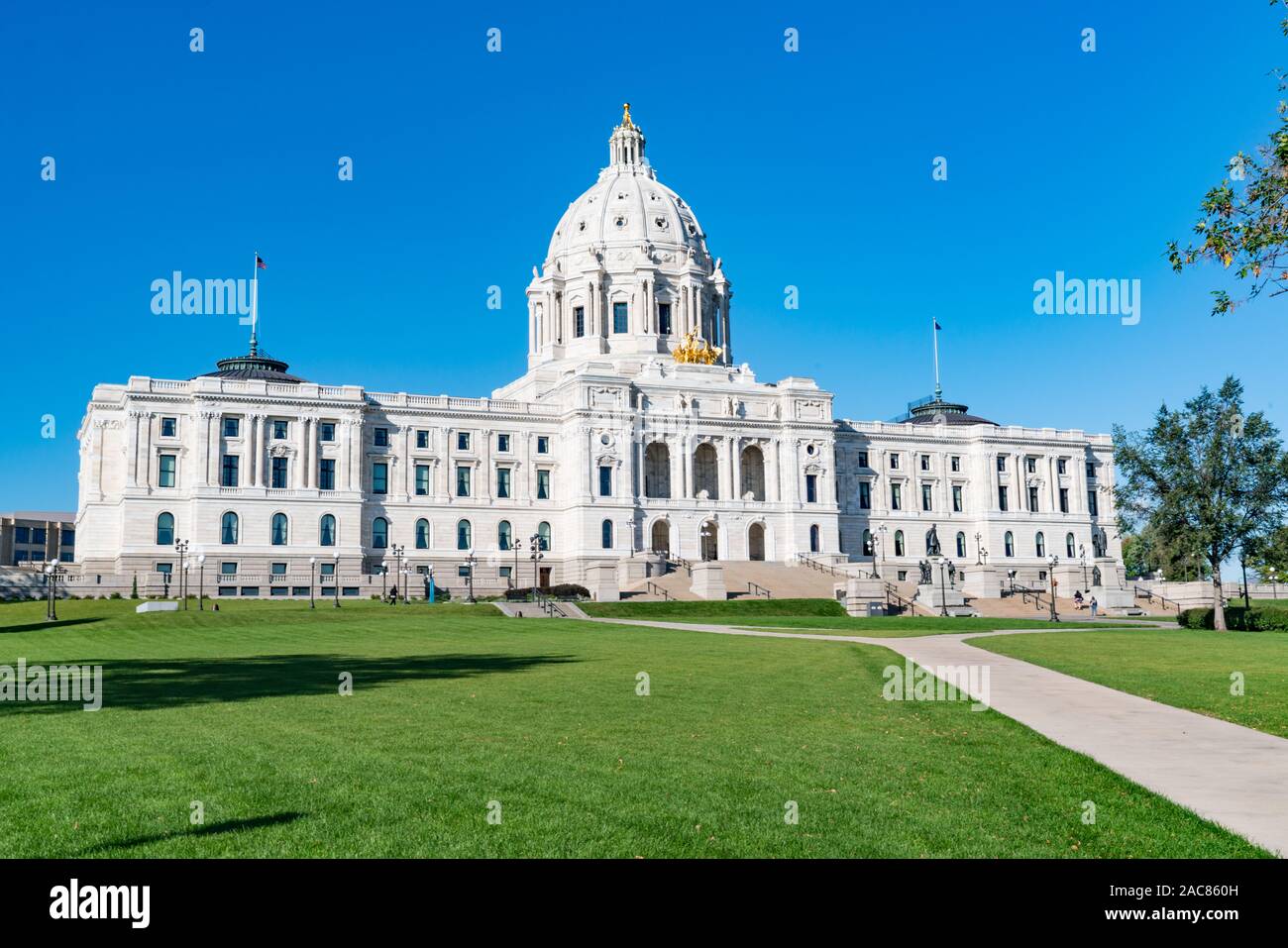 La facciata della Minnesota State Capitol Building in San Paolo Foto Stock