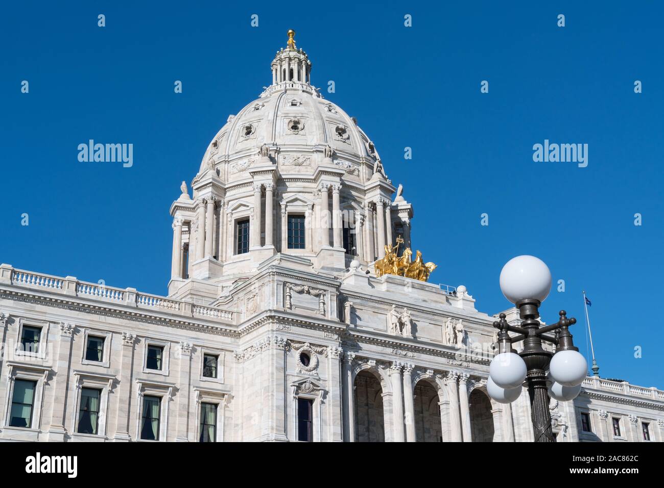 La facciata della Minnesota State Capitol Building in San Paolo Foto Stock