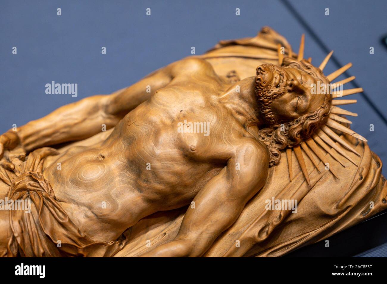 Una scultura in legno di morti Gesù Cristo. Foto Stock