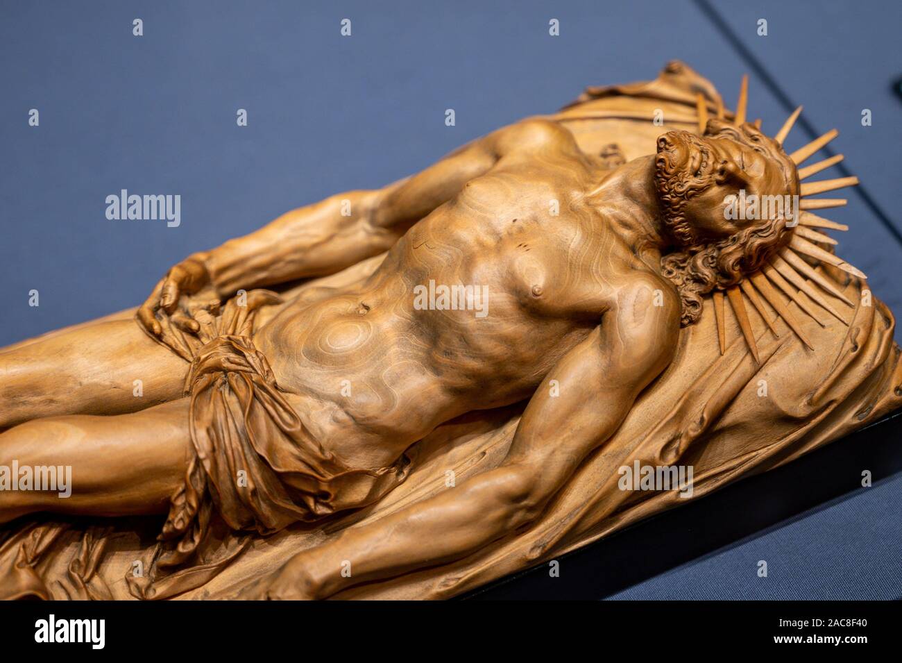 Una scultura in legno di morti Gesù Cristo. Foto Stock