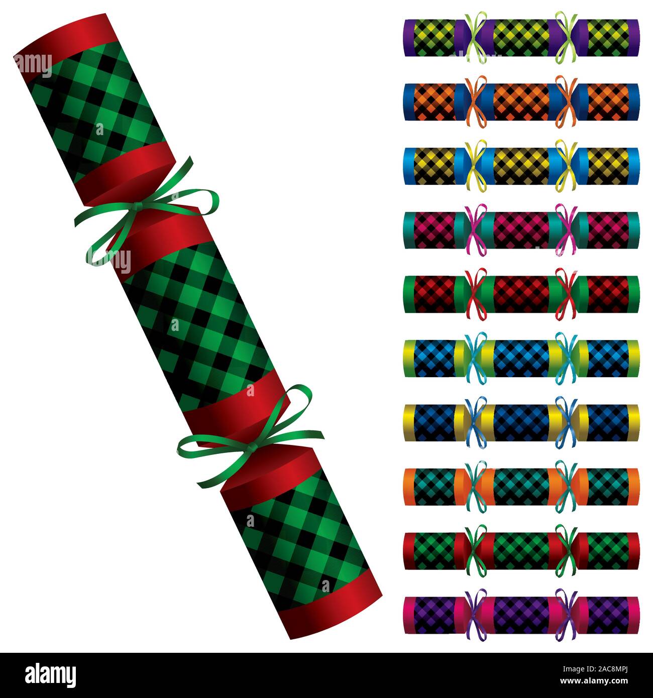 Luminose buffalo plaid Christmas Cracker in formato vettoriale. Illustrazione Vettoriale