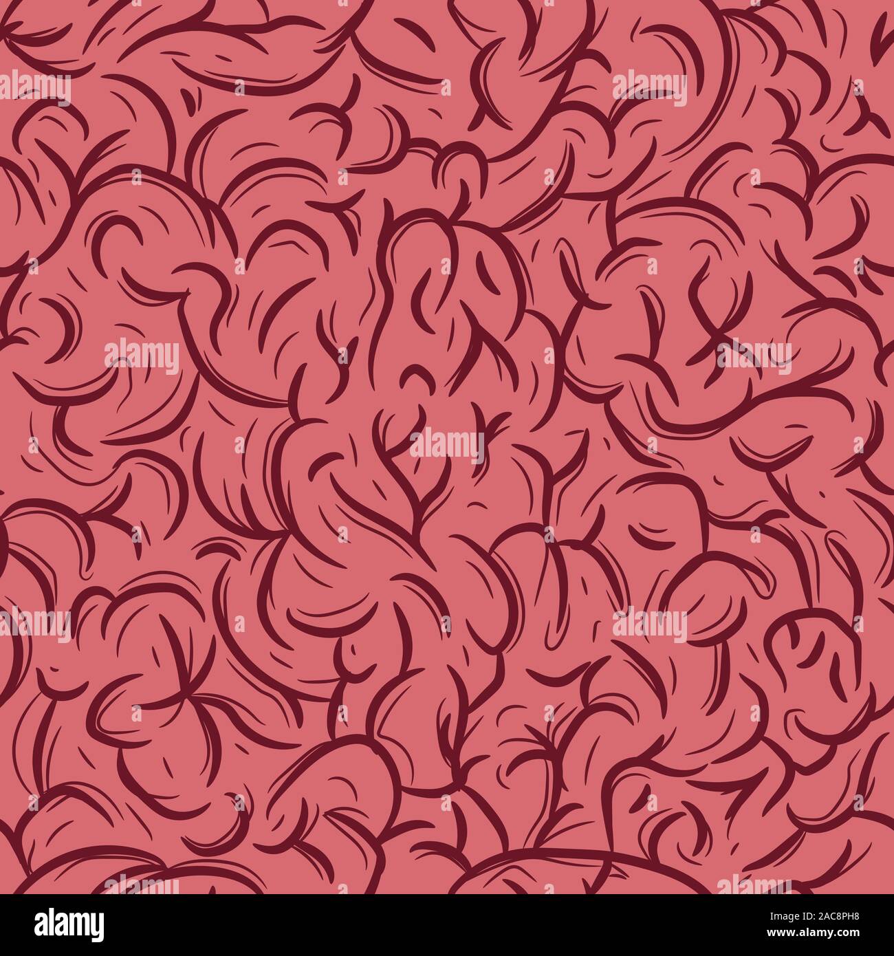 Cervello umano, cellule circumvolutions seamless pattern. Illustrazione ripetitiva di un organo Illustrazione Vettoriale