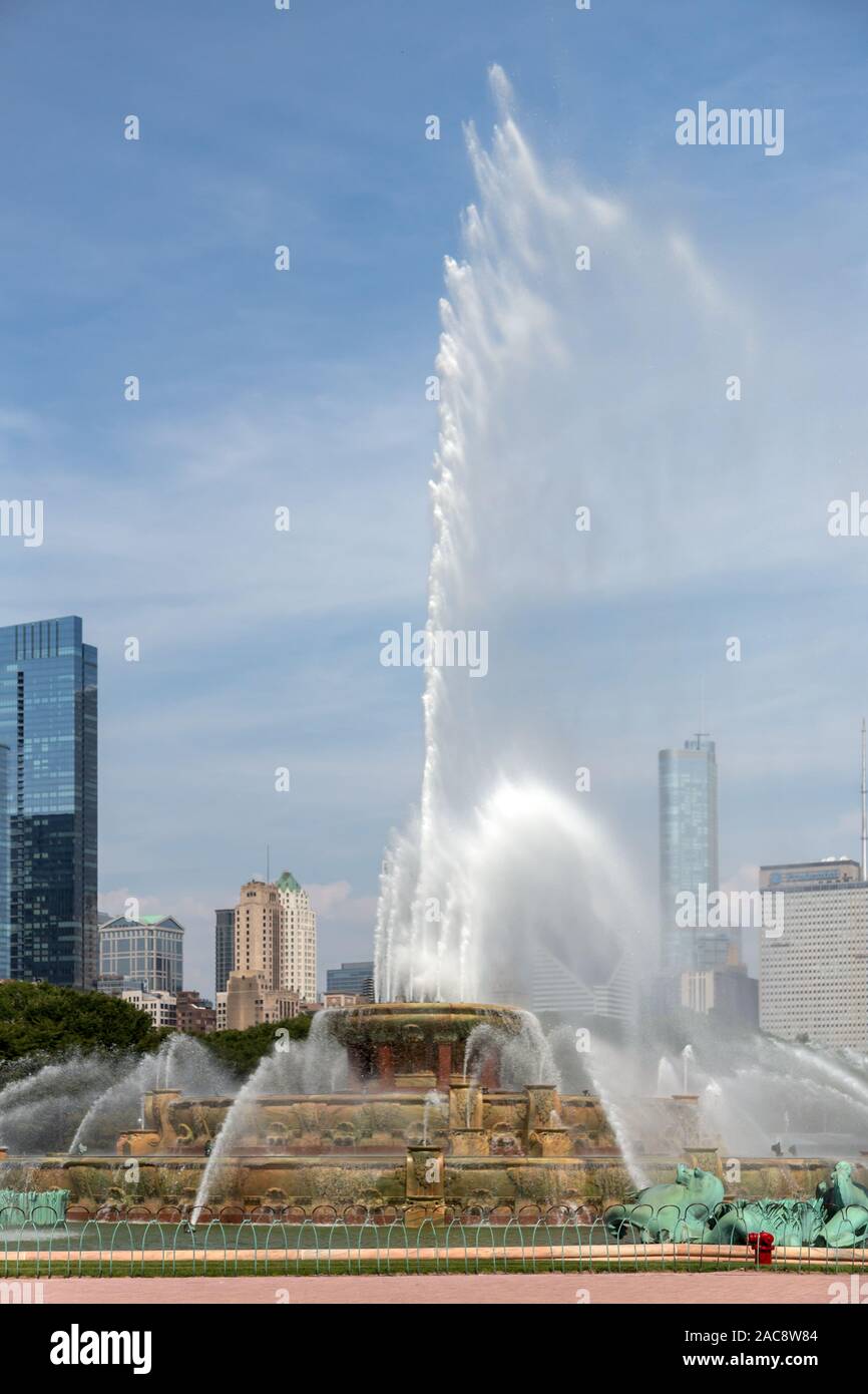 Buckingham Fountain, Grant Park di Chicago, USA Foto Stock