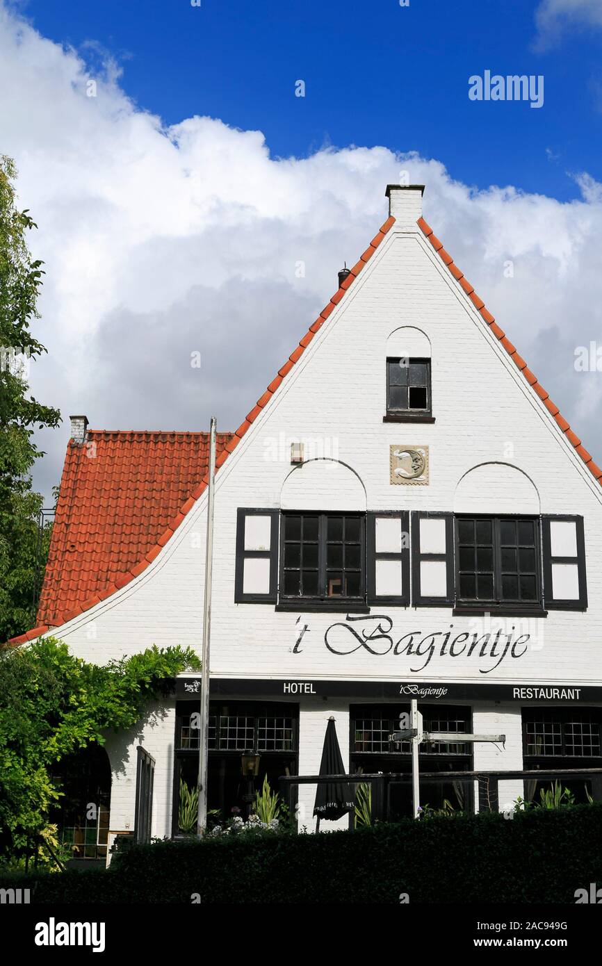 Ristorante sulla strada Oostmeers, Brugge City, West Flanders, Belgio Foto Stock