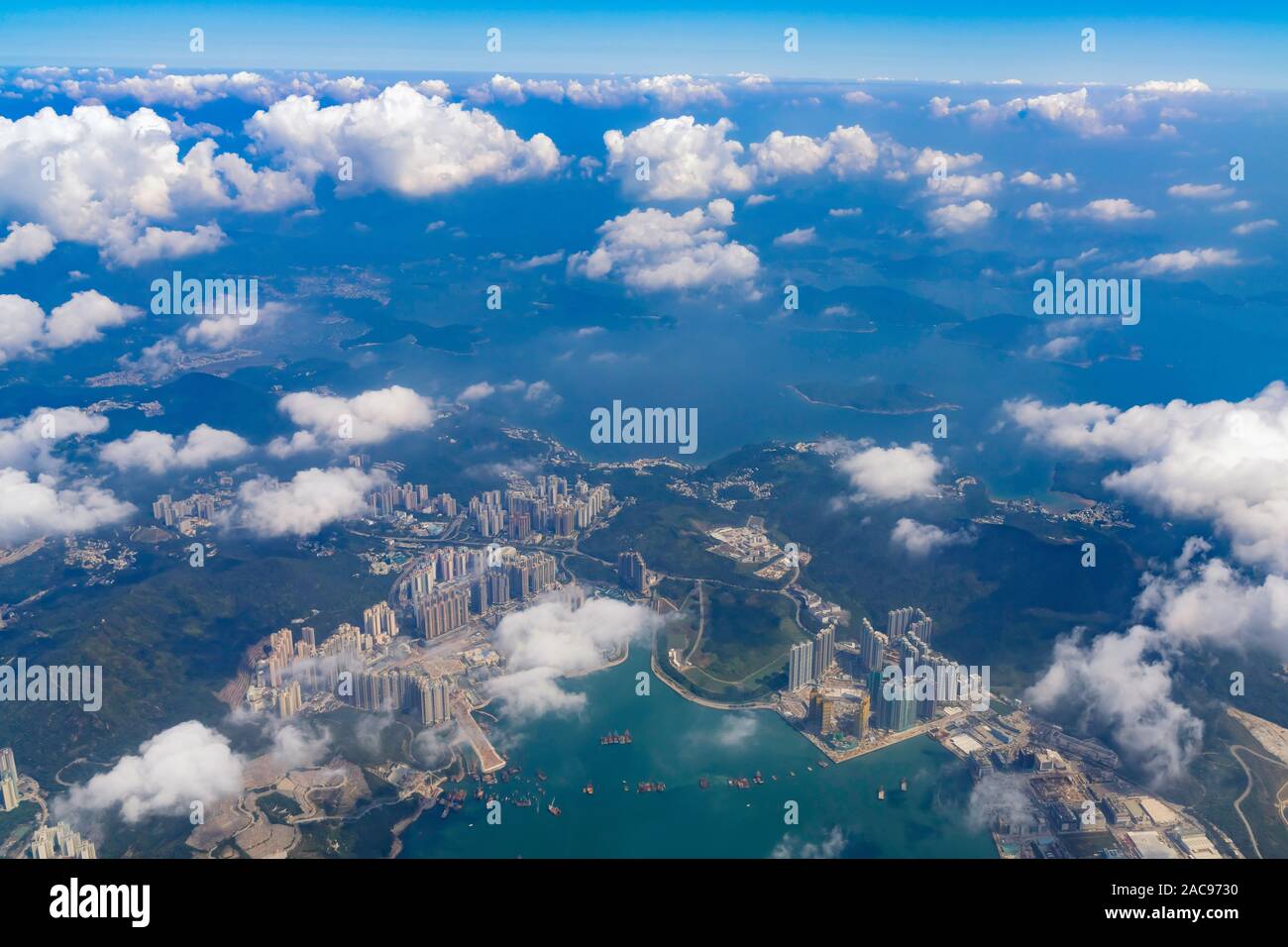 Vista aerea della Hong Kong isola principale in Cina Foto Stock