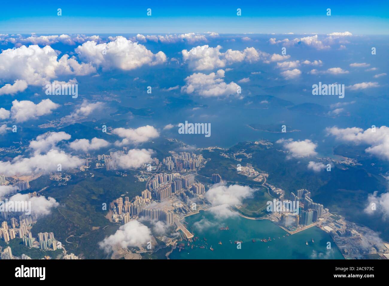 Vista aerea della Hong Kong isola principale in Cina Foto Stock
