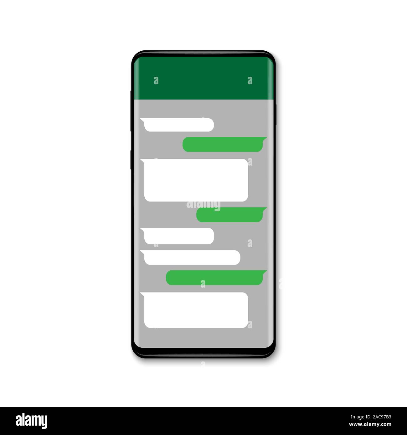 Smartphone realistico mockup con mobile messenger chat Immagine e  Vettoriale - Alamy