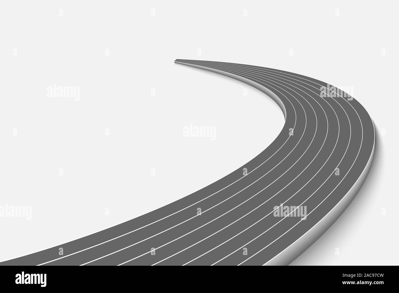Winnding strada curva isolata, pista per la corsa in stadium. Illustrazione Vettoriale